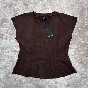 Modern Works Women's Brown Short Sleeve Scoop Neck Tee